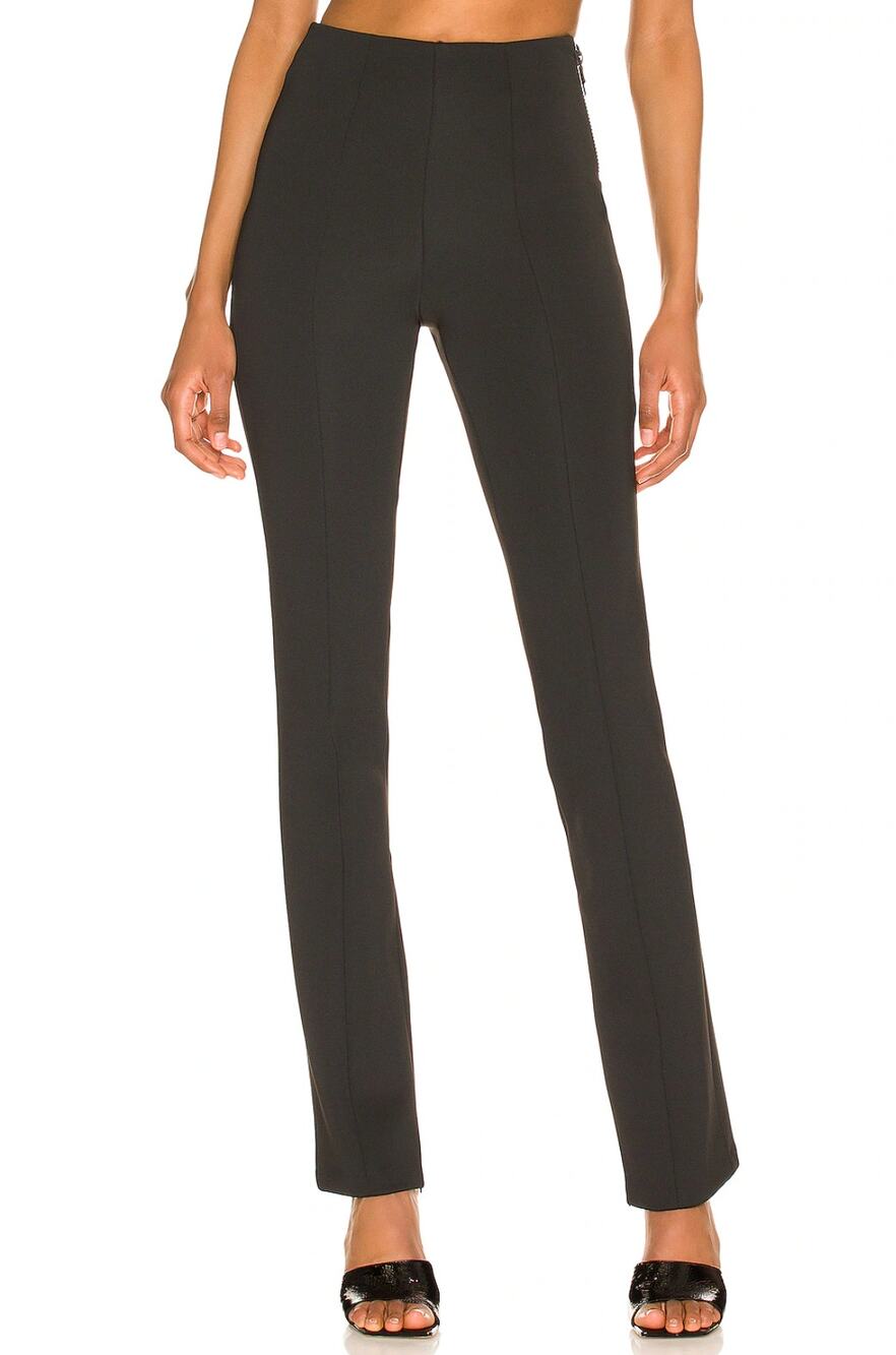 Good American Good Waist Flare Scuba Pant Womens 2 Black Ankle Zip High Rise
